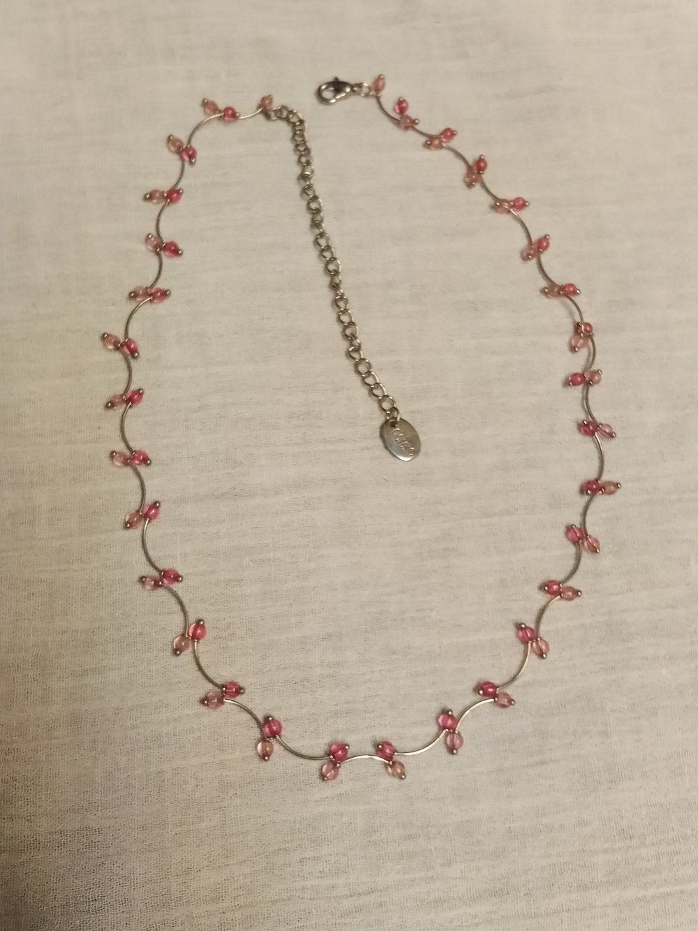 Pink Beaded Silver-Tone Necklace